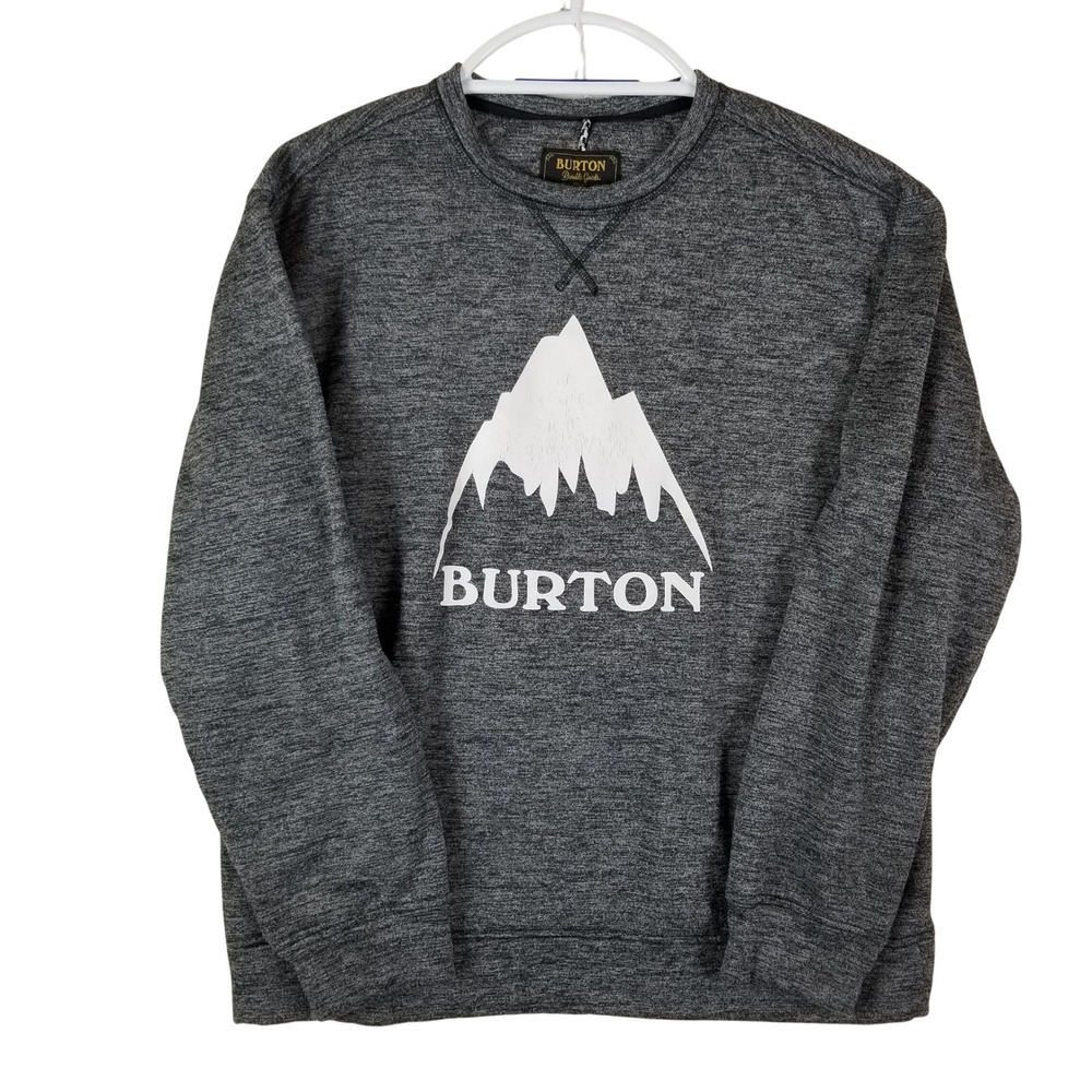 Burton Sweatshirt Mens Large Gray‎ Mountain Graphic Heathered Crewneck Pullover